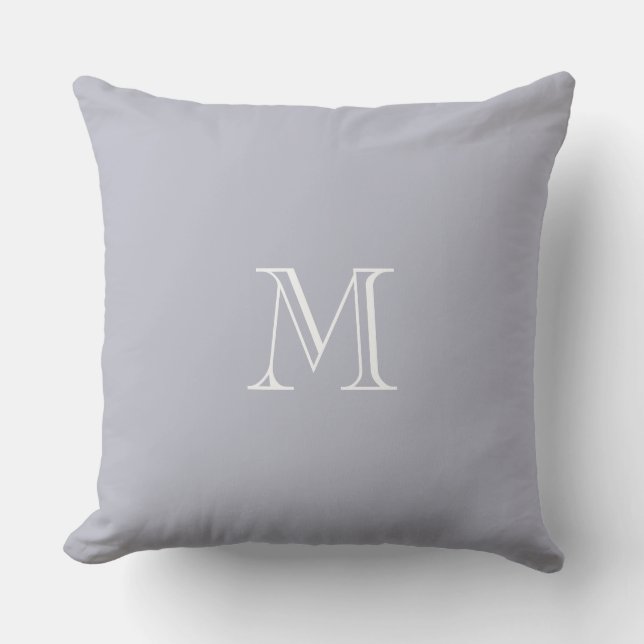 Coussin Monogramme rustique chic moderne de gris bleu (Recto)