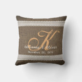 Coussin Monogramme rustique de mariage campagnard de (Verso)
