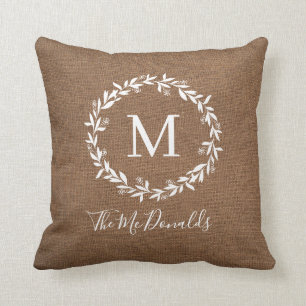 Coussin Monogramme rustique   Ferme moderne