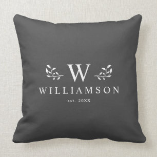 Coussin Monogramme rustique moderne Nom de famille personn
