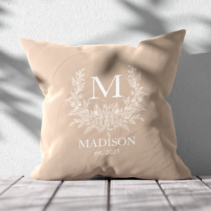 Coussin Monogramme rustique personnalisé initial