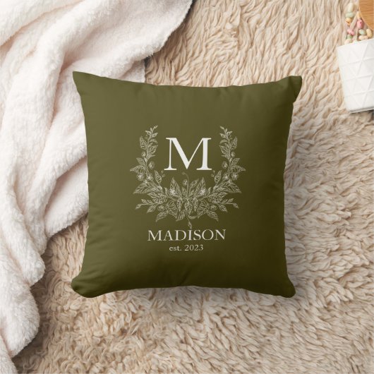 Coussin Monogramme rustique personnalisé initial (Couverture)