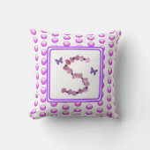 Coussin Monogramme S Rose Violet Fleurs Polka Point initia (Recto)