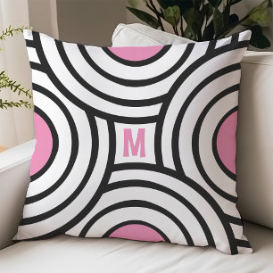 Coussin Monogramme salle de dortoir moderne rose et noir