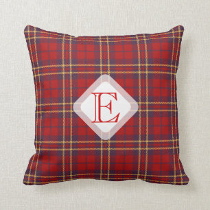 Coussin Monogramme, Scottish Highland clan rouge plaid tar