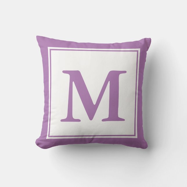 Coussin Monogramme simple blanc et lavande (Recto)