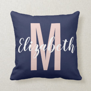 Coussin Monogramme simple bleu bleu bleu bleu bleu rose à 