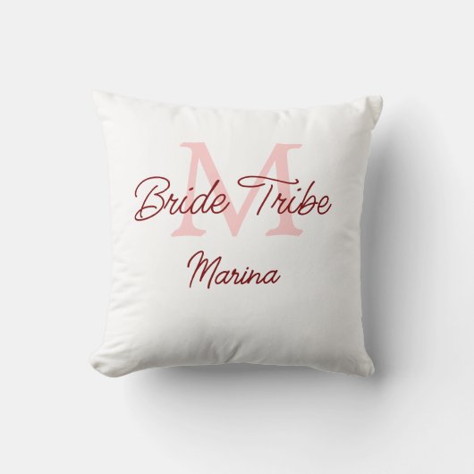 Coussin Monogramme simple de la tribu de la mariée rouge m (Recto)