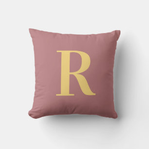 Coussin Monogramme simple moderne rose poussiéreux
