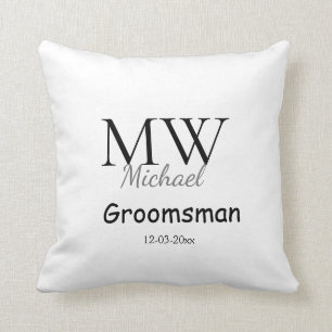 Coussin monogramme simple personnalisé nom groomsman mini