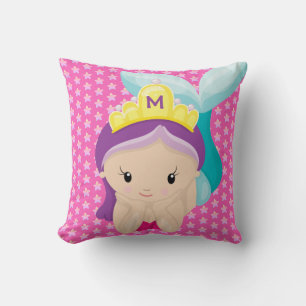 Coussin Monogramme Sirène Starfish Pink Girl Cartoon