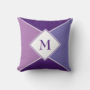 Coussin MONOGRAMME Stylée Géométrique Mauve Lilas Violet