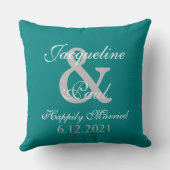 Coussin Monogramme Sunset Coeur Turquoise Vert réversible  (Verso)