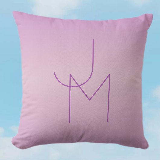 Coussin Monogramme superposé unique | Rose lavande doux