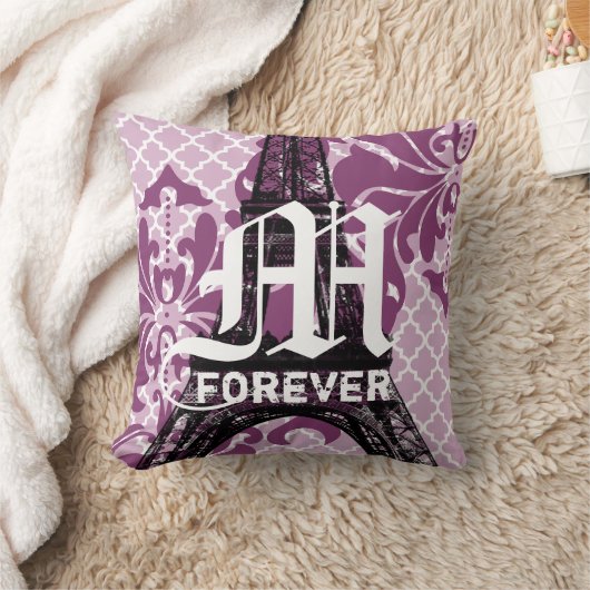 Coussin Monogramme Tour Eiffel 2° Anniversaire en coton Pl (Couverture)