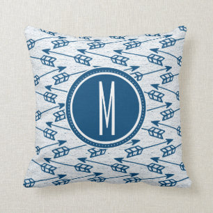 Coussin Monogramme tribal de marine des flèches