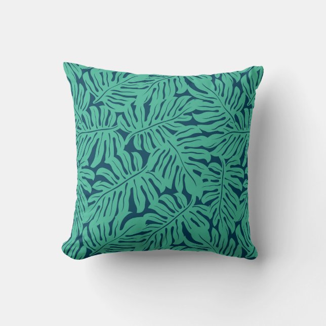 Coussin Monogramme tropical du motif | de feuille de (Recto)