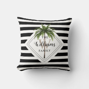Coussin Monogramme Tropical Noir Et Blanc