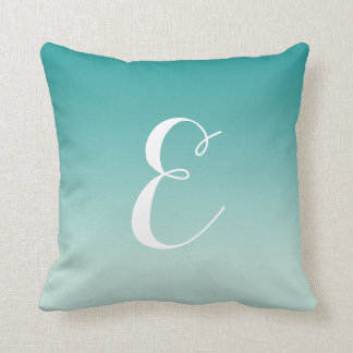 Coussin Monogramme Turquoise Aqua Ombre personnalisé