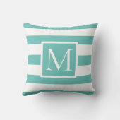 Coussin Monogramme Turquoise et blanc rayé (Verso)