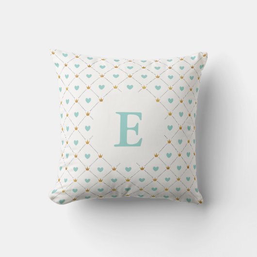 Coussin Monogramme Turquoise et or Faux (Recto)