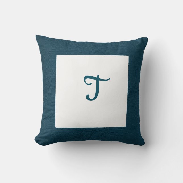 Coussin Monogramme Turquoise foncé Turquoise Cadre Jeu d'o (Recto)