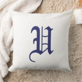 Coussin Monogramme U initiale bleue carré blanc (Couverture)