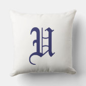 Coussin Monogramme U initiale bleue carré blanc (Verso)