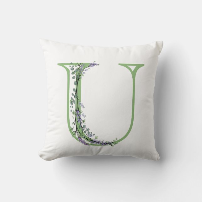 Coussin Monogramme U Lavender Eucalyptus (Recto)