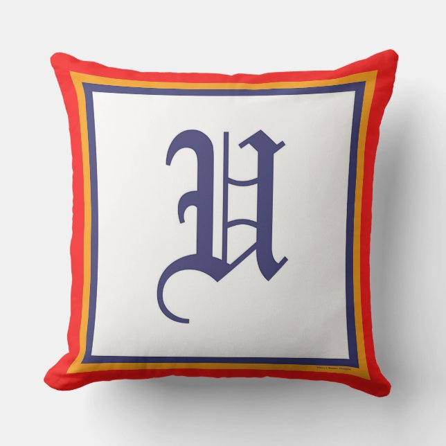 Coussin Monogramme U Rouge Blanc Vieux Anglais (Recto)