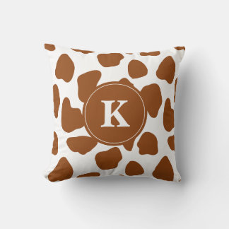Coussin Monogramme Vache Brown Impression et Turquoise Acc