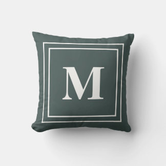 Coussin Monogramme vert chasseur moderne