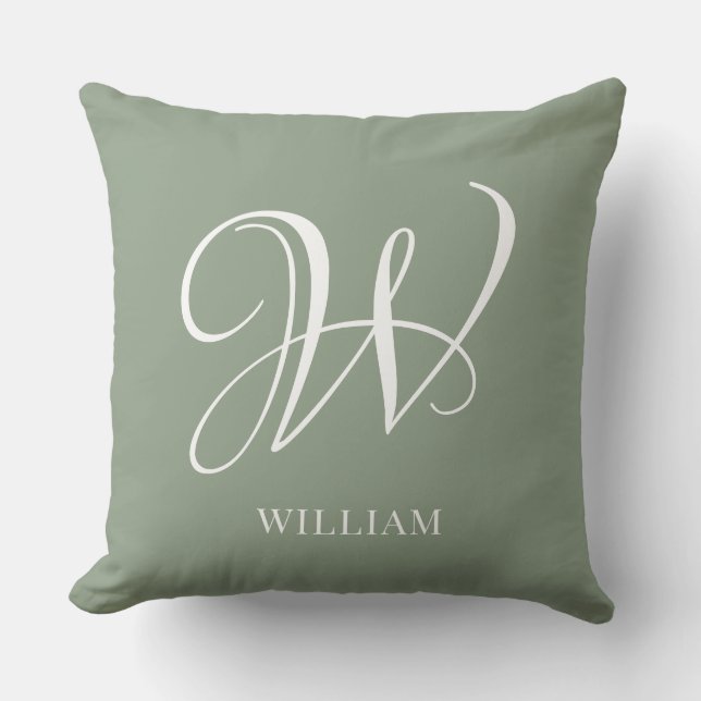Coussin Monogramme vert de l'élégance de la taille personn (Recto)