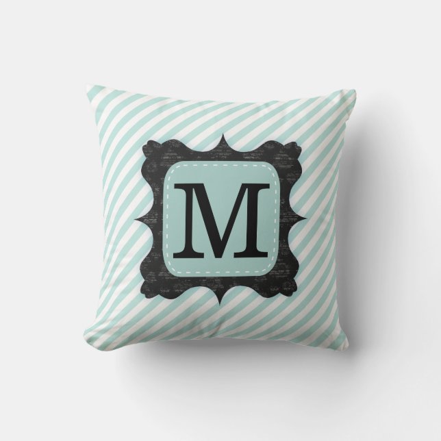 Coussin Monogramme vert en bon état de noir de motif de (Recto)