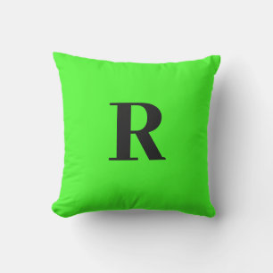 Coussin Monogramme vert néon Initiale Simple Minimal Moder