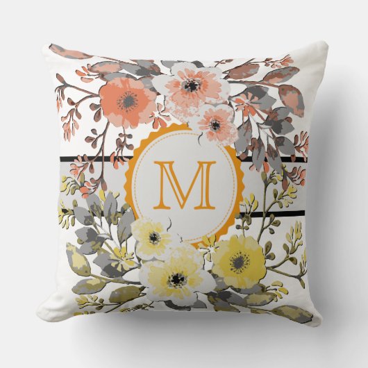 Coussin Monogramme Vintage jaune orange (Recto)