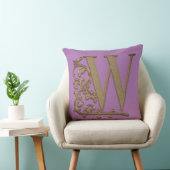 Coussin Monogramme W Fleur Violette Mariage Anniversaire (Chaise)