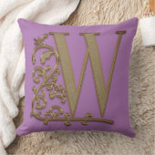 Coussin Monogramme W Fleur Violette Mariage Anniversaire (Couverture)