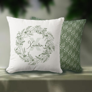 Coussin Monogramme X de verdure botanique xéniale