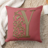 Coussin Monogramme Y Douce Mariage Rose Remise de diplôme  (Couverture)