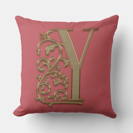 Coussin Monogramme Y Douce Mariage Rose Remise de diplôme  (Recto)