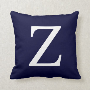Coussin Monogramme Z En Bleu Marine