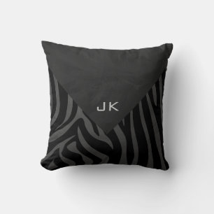 Coussin Monogramme Zebra Noir et gris