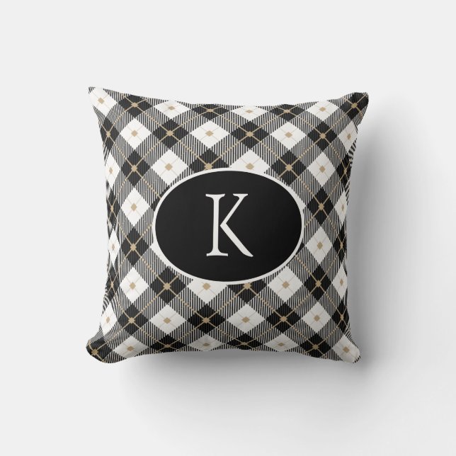 Coussin Monogrammed Black White Gold (Recto)