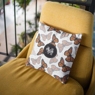 Coussin Monogrammed moderne Monarch Butterfly