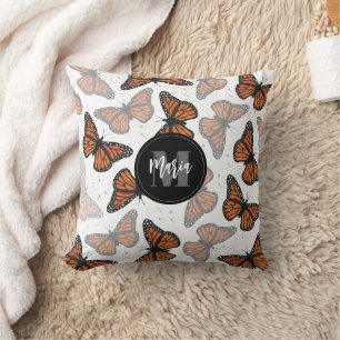 Coussin Monogrammed moderne Monarch Butterfly