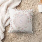 Coussin Monogrammed Pink Flowers and Lace Floral (Couverture)