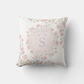 Coussin Monogrammed Pink Flowers and Lace Floral (Recto)