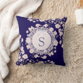 Coussin Monogrammed Pink Flowers and Lace Floral (Couverture)