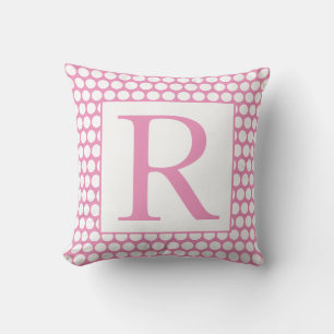 Coussin Monogrammes rose blanc Pois tendance Cadeaux pour